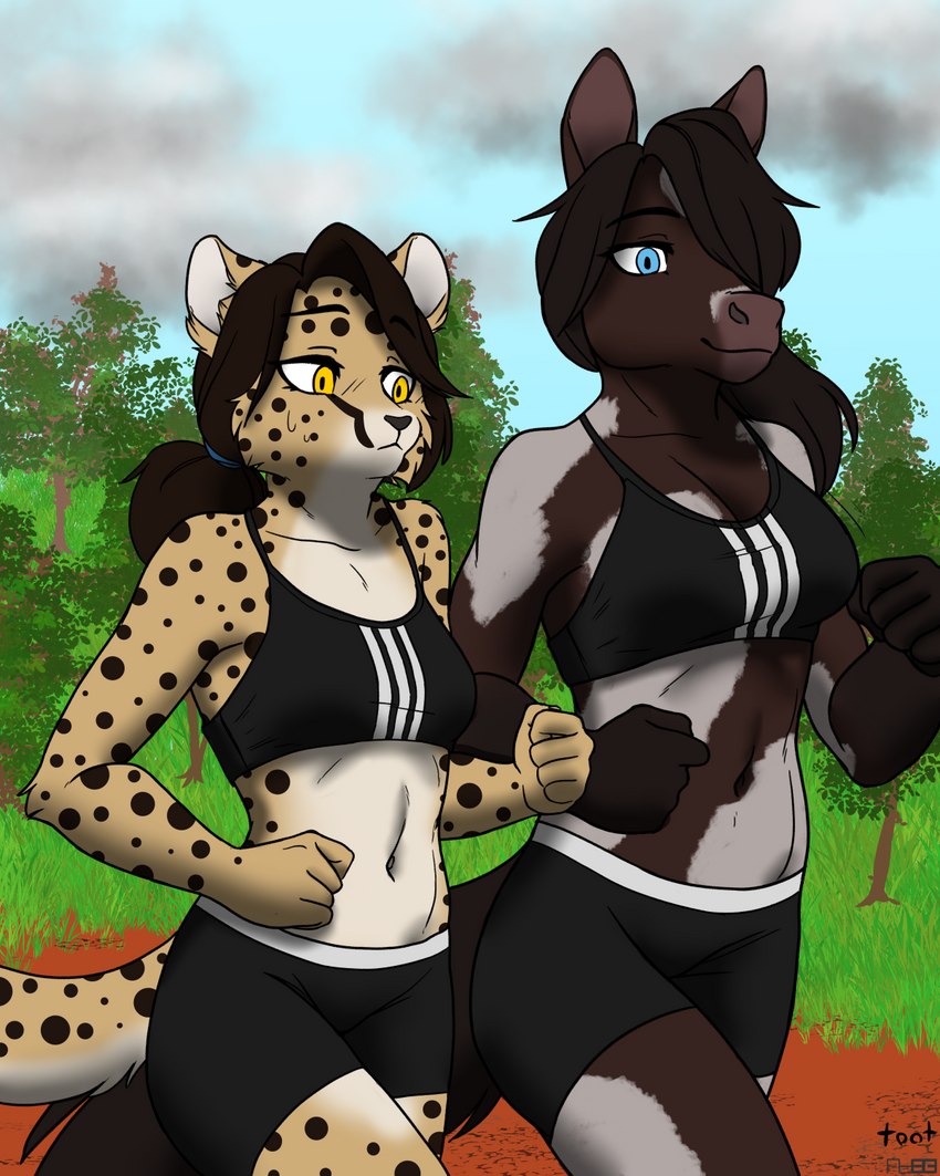 ibecka and sashi (sports bra difference meme) created by foxboy83 and tootaloo