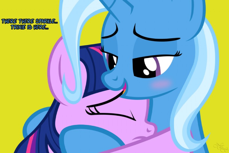 dialogue duo female female/female fur hair horn hug multicolored_hair purple_body purple_fur purple_hair sad text two_tone_hair navitaserussirus friendship_is_magic hasbro my_little_pony mythology tumblr trixie_(mlp) twilight_sparkle_(mlp) equid equine mammal mythological_creature mythological_equine unicorn 3:2 english_text