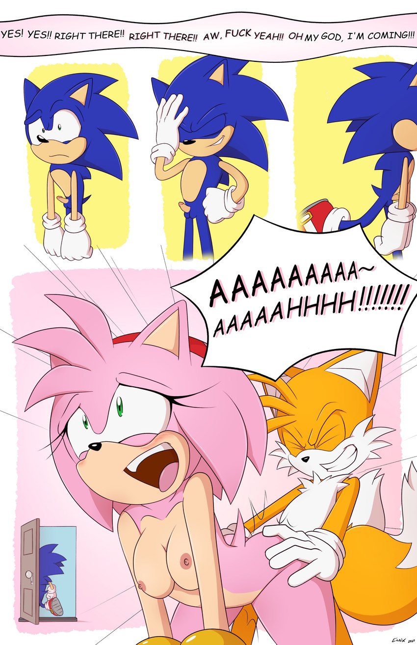 amy rose, miles prower, and sonic the hedgehog (sonic the hedgehog (series) and etc) created by ennix