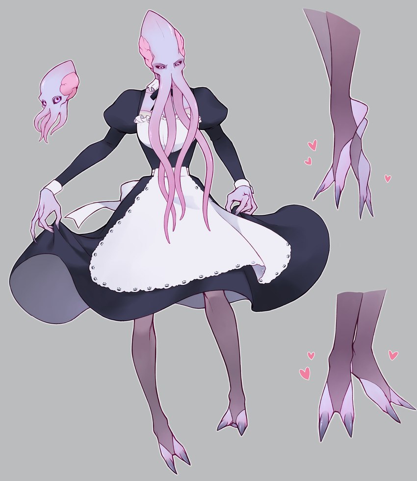 2_toes 4_fingers black_sclera bow_ribbon claws clothing dress exposed_brain feet fingers foot_focus grey_background heart_symbol legwear maid_uniform male purple_body purple_eyes purple_skin simple_background solo stockings tentacles toe_claws toeless_legwear toeless_stockings toes uniform seshil1 baldur's_gate baldur's_gate_3 dungeons_and_dragons hasbro wizards_of_the_coast the_emperor_(baldur's_gate) humanoid mind_flayer absurd_res hi_res