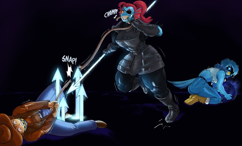 clover, martlet, and undyne (undertale (series) and etc) created by thedarkzircon