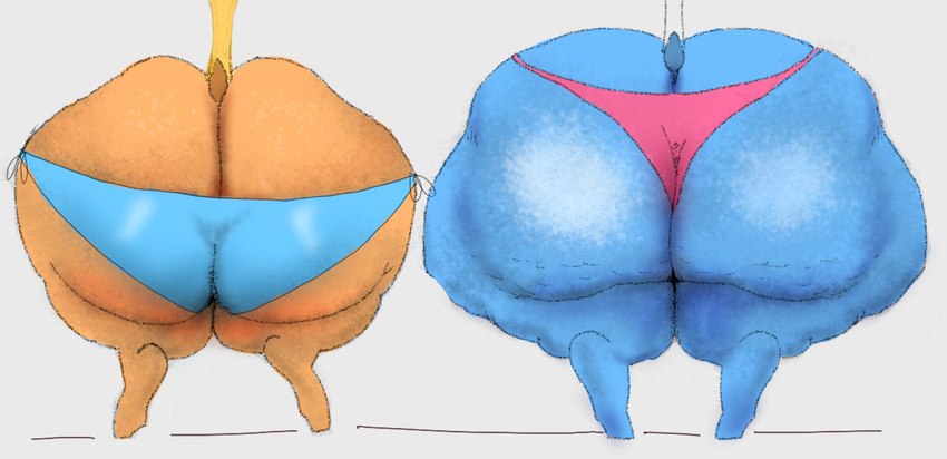 big_butt butt butt_focus cellulite clothed clothing duo female feral huge_butt overweight overweight_female overweight_feral panties rear_view simple_background thick_thighs underwear parumpi friendship_is_magic hasbro my_little_pony applejack_(mlp) rainbow_dash_(mlp) equid equine mammal hi_res