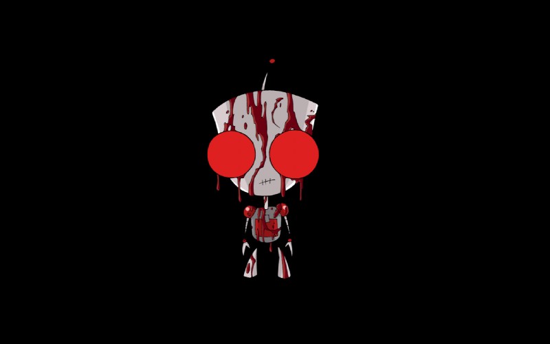 black_background blood bodily_fluids corrugated_arms corrugation dark machine male simple_background solo jhonen_vasquez invader_zim nickelodeon gir_(invader_zim) robot sir_unit 16:10 digital_media_(artwork) official_art widescreen