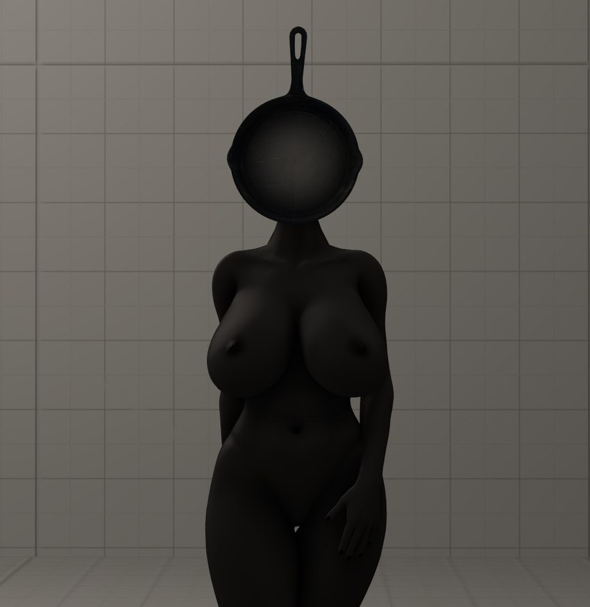 areola barely_visible_genitalia big_breasts black_body breasts cookware faceless_character faceless_female female frying_pan genitals huge_breasts kitchen_utensils nipples nude shitpost simple_background solo tools demonslairsfm animate_inanimate humanoid 3d_(artwork) digital_media_(artwork) meme portrait three-quarter_portrait