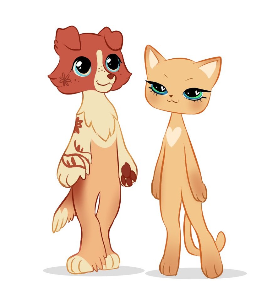 alternate_form ambiguous_gender anthro anthrofied brown_body brown_fur chest_tuft duo feet floppy_ears fluffy fur handpaw hindpaw pawpads paws pointy_ears prick_ears smile tail tan_body tan_fur thin_tail tuft pixel_chikki hasbro littlest_pet_shop lps_1542 lps_339 american_shorthair canid canine canis collie domestic_cat domestic_dog felid feline felis herding_dog mammal pastoral_dog sheepdog