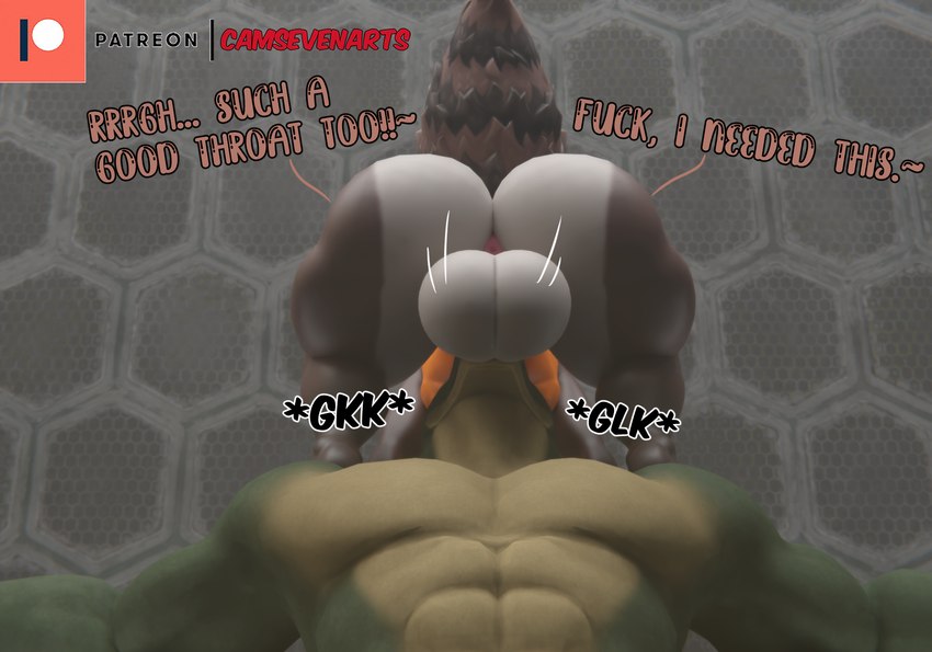 anthro anus balls big_balls big_butt brown_body brown_fur butt clothing countershade_butt countershading deep_throat detailed_background dialogue dominant dominant_anthro dominant_male duo face_fucking fellatio fur genitals green_body green_scales irrumatio low-angle_view male male/male male_anthro male_penetrated male_penetrating male_penetrating_anthro male_penetrating_male motion_lines multicolored_body multicolored_fur muscular muscular_anthro muscular_male onomatopoeia oral oral_penetration orange_clothing orange_topwear pecs penetration penile penile_penetration scales sex smaller_on_top sound_effects standing_on_shoulders text thick_thighs topwear white_body white_countershading white_fur wide_hips camseven guardians_of_the_galaxy marvel petruz_(copyright) lizard_(petruz) rocket_raccoon mammal procyonid raccoon scalie 3d_(artwork) digital_media_(artwork) english_text hi_res