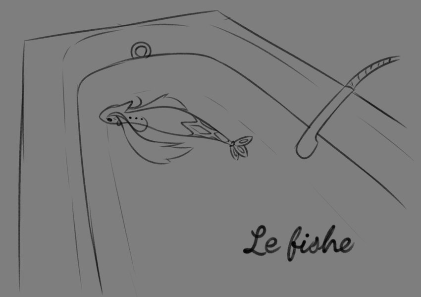 bathtub eyelashes female feral hair shower_head simple_background simple_eyes solo water presialexander le_fishe nintendo pokemon mila_(president_alexander) eel fish generation_3_pokemon marine milotic pokemon_(species) hi_res monochrome sketch