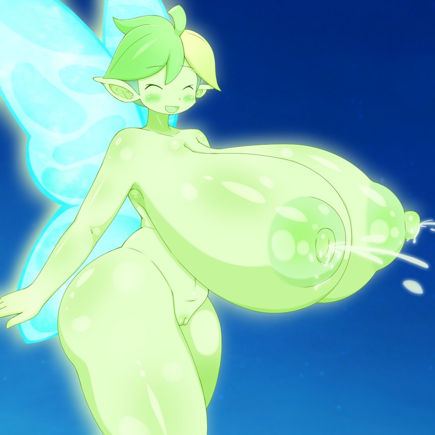 big_breasts bodily_fluids breasts female green_body green_nipples huge_breasts hyper hyper_breasts lactating milk nipples not_furry smile solo thick_thighs omenyanozero puyo_puyo puyo_puyo_quest sega fairy humanoid 1:1 absurd_res hi_res