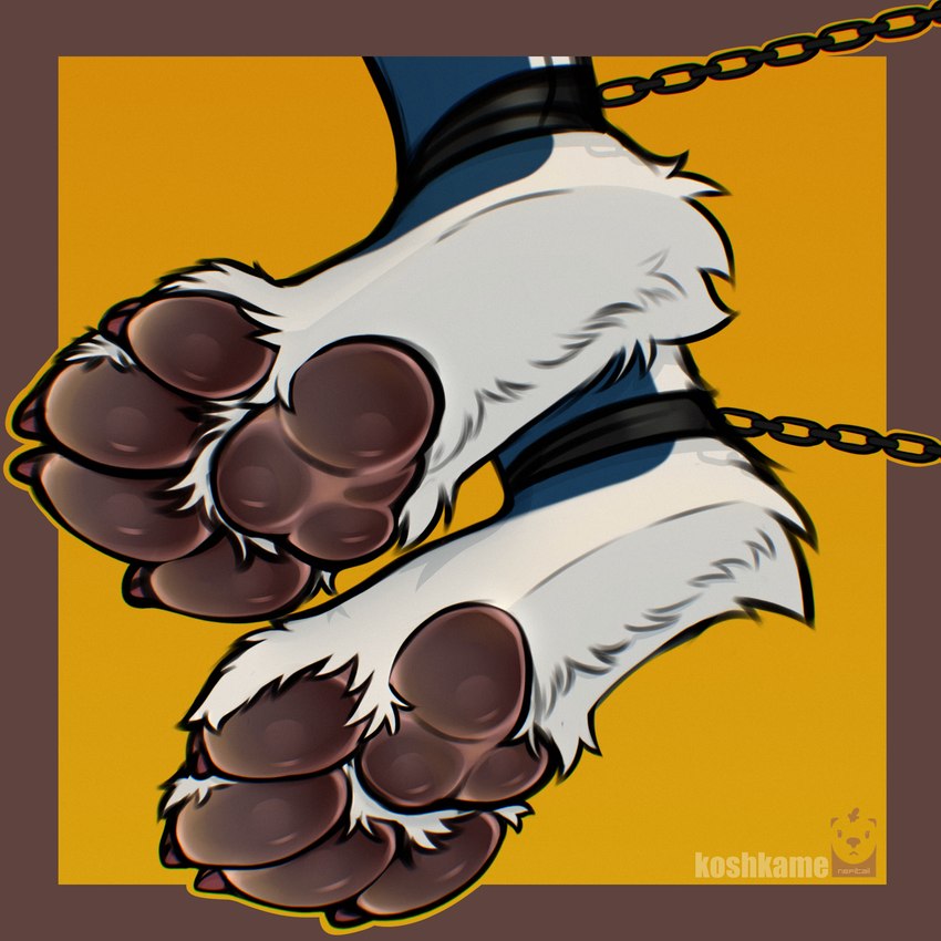 4_toes anthro barefoot blue_body blue_feet blue_fur bound brown_claws brown_pawpads candy chain chained claws countershade_feet countershading cuff_(restraint) dessert digitigrade feet fetter finger_claws fluffy_paws food foot_fetish foot_focus foot_rub fur gyve jelly_bean metal_cuffs pawpads paws pink_claws raised_paw restraints shackles soles solo toes white_body white_feet white_fur koshkame nefitail mythology dragon mammal mythological_creature mythological_scalie scalie 1:1 absurd_res hi_res