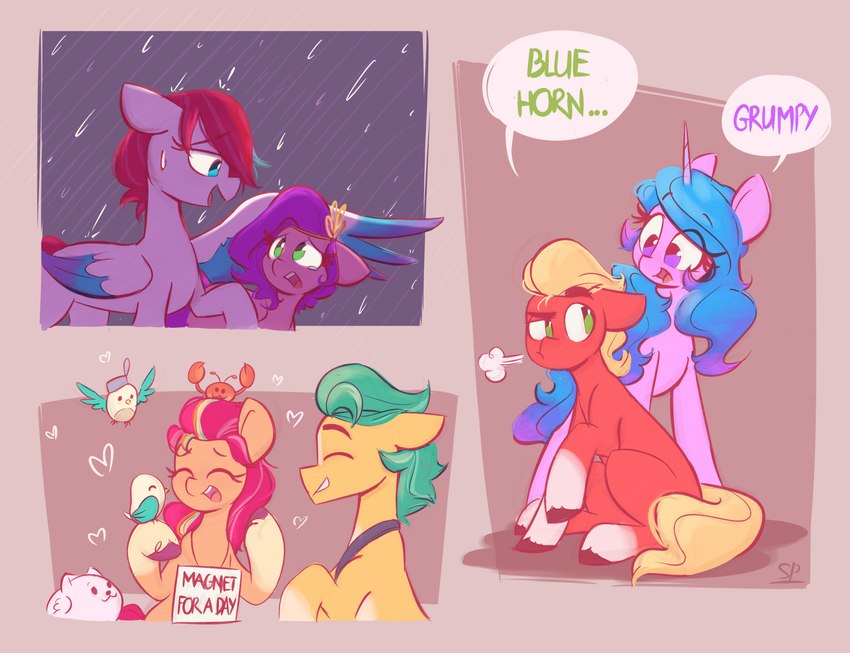 color_coded color_coded_text dialogue duo female feral group heart_symbol horn male raining speech_bubble talking_to_another text wings scribble-potato hasbro mlp_g5 my_little_pony mythology hitch_trailblazer_(mlp) izzy_moonbow_(mlp) pipp_petals_(mlp) sprout_cloverleaf_(mlp) sunny_starscout_(mlp) zipp_storm_(mlp) arthropod avian bird canid canine canis crab crustacean decapoda domestic_dog earth_pony equid equine horse malacostracan mammal marine mythological_creature mythological_equine pegasus pomeranian pony spitz unicorn collage_(disambiguation) english_text hi_res multiple_images