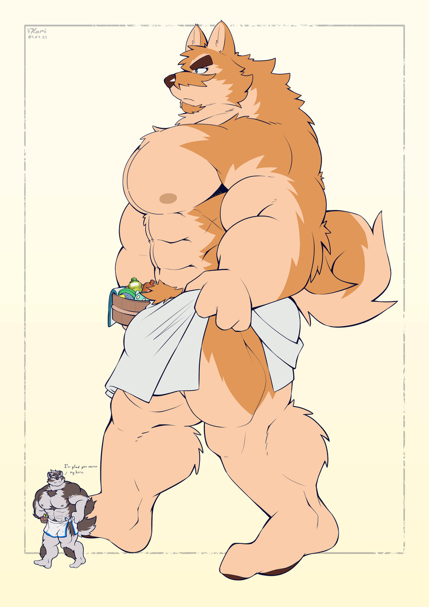 Rule 34 Dev - general:[4_toes abs anthro big_muscles blush  city duo feet fur grey_body grey_fur huge_muscles kneeling  macro male malemale muscular muscular_anthro muscular_male  orange_body orange_fur ...