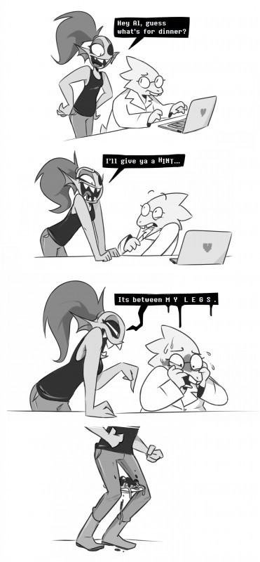 alphys and undyne (undertale (series) and etc) created by pixylbyte and third-party edit