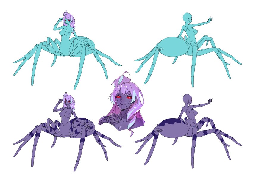 arthropod_abdomen bald big_breasts blue_body breasts claws exoskeleton female hair humanoid_pointy_ears multi_eye multicolored_body multicolored_exoskeleton nipples nude pointy_ears purple_body purple_exoskeleton purple_hair red_eyes short_hair solo two_tone_body two_tone_exoskeleton madiblitz european_mythology greek_mythology macross mythology mikumo_guynemer arachne arachnid arachnid_taur arthropod arthropod_taur humanoid spider spider_taur taur absurd_res hi_res