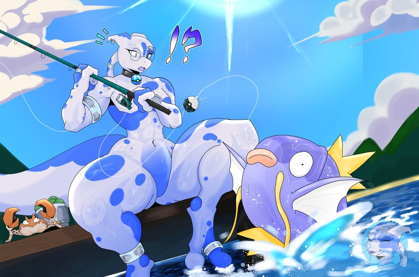 ambiguous_gender anthro eyewear fishing glasses male mostly_nude sitting emmet_twunks nintendo pokemon emmettwo generation_1_pokemon krabby legendary_pokemon magikarp mewtwo pokemon_(species) shiny_pokemon hi_res