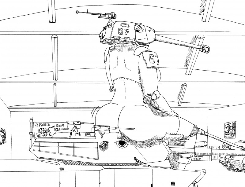 big_butt breasts butt duo facesitting female head_cannon machine nose_cannon not_furry number number_markings number_on_body russian sitting_on_another slightly_chubby soviet_union tank thick_thighs united_states_of_america vehicle world_war_2 panzerschreckleopard alex_(panzerschreckleopard) sasha_(panzerschreckleopard) dire_machine dire_vehicle living_machine living_tank living_vehicle tank_humanoid 2015 absurd_res black_and_white hi_res monochrome