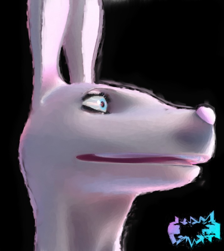 anthro black_background fur side_view simple_background simulated_traditional_(artwork) solo white_body white_fur luki13lol lagomorph leporid mammal rabbit 3d_(artwork) blender_(artwork) corel_painter_(artwork) digital_media_(artwork) digital_painting_(artwork) gimp_(artwork) headshot_portrait hi_res portrait