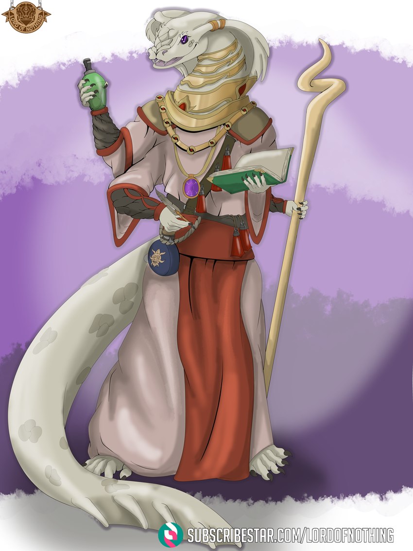 albino book clothing digitigrade furgonomics furry-specific_piercing living_tail male multi_arm multi_limb open_mouth open_smile piercing potion potion_bottle purple_eyes robe sash smile snake_hood snake_hood_piercing snake_tail staff tail toothy_smile unusual_anatomy unusual_tail lordofnothin1 reptile scalie snake 3:4 hi_res