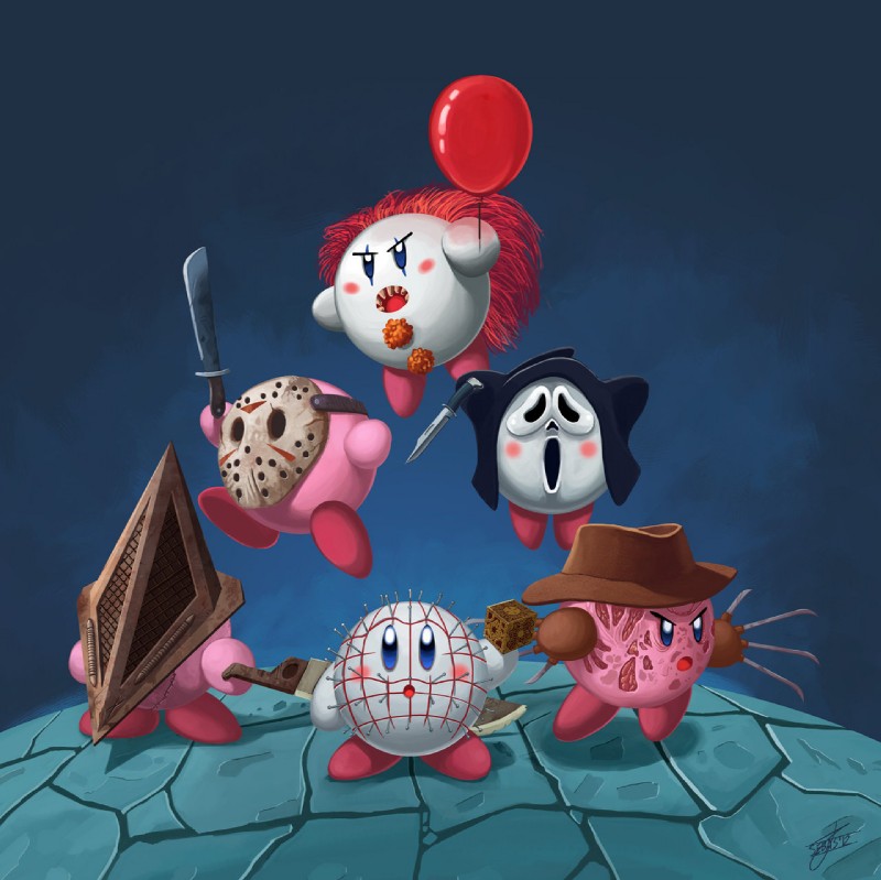 pennywise the dancing clown, pyramid head, ghostface, freddy krueger, jason voorhees, and etc (friday the 13th (series) and etc) created by shnek