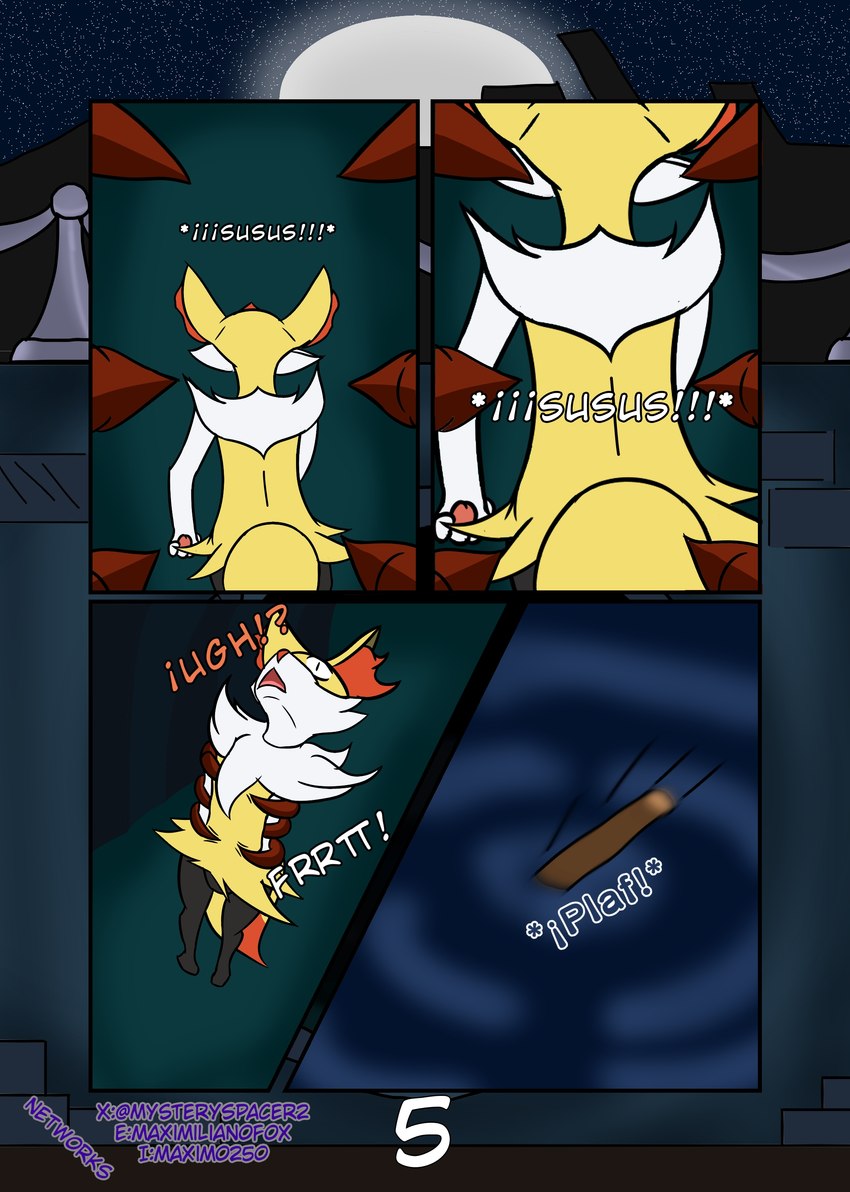 ambiguous_gender cliff fanfiction text maximilianofox nintendo parasite_in_city pokemon arthropod braixen generation_6_pokemon pokemon_(species) absurd_res comic english_text hi_res spanish_text