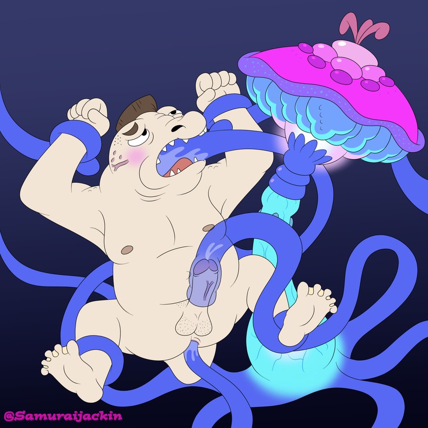 anal anal_penetration anus balls blue_body blue_tentacles bodily_fluids body_hair butt buzz_cut cum cum_in_tentacles cum_inside drooling duo ejaculation erection feet fungus genital_fluids genitals glowing glowing_body glowing_head hairy_balls half-closed_eyes hands_clenched holding_up_other_character holding_up_partner looking_pleasured looking_up male male/male membrane_(anatomy) moobs narrowed_eyes nipples nude open_mouth oral oral_penetration orgasm orgasm_face overweight overweight_male penetration penis penis_tip pubes purple_head saliva sex sharp_teeth simple_background slightly_chubby slightly_chubby_male spread_legs spreading teeth teeth_showing tentacle_around_arm tentacle_around_leg tentacle_in_ass tentacle_in_mouth tentacle_penetration tentacle_sex tentacles toes tongue vein webbed_feet white_body white_skin samuraijackin inside_job netflix glenn_dolphman magic_myc alien animal_humanoid cetacean cetacean_humanoid dolphin_humanoid elemental_creature fungi_fauna humanoid hybrid mammal marine marine_humanoid absurd_res hi_res