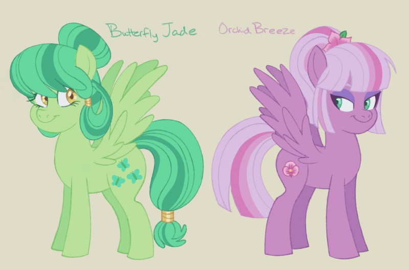 cutie_mark duo eyeshadow feral fur green_body green_eyes green_fur green_hair hair makeup purple_body purple_fur wings yellow_eyes itoruna hasbro my_little_pony mythology equid equine mammal mythological_creature mythological_equine pegasus 2019 digital_media_(artwork) hi_res