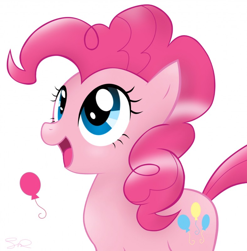 balloon blue_eyes cutie_mark female fur hair inflatable open_mouth pink_body pink_fur pink_hair simple_background solo tongue white_background steffy-beff friendship_is_magic hasbro my_little_pony pinkie_pie_(mlp) earth_pony equid equine horse mammal pony hi_res