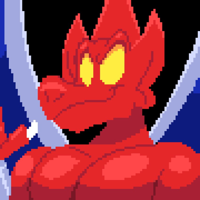 anthro close-up empty_eyes featureless_chest humanoid_pointy_ears male membrane_(anatomy) membranous_wings pointy_ears red_body smile solo wings comicfiruko capcom demon's_crest gargoyle's_quest ghosts_'n_goblins firebrand demon gargoyle monster red_arremer 1:1 digital_media_(artwork) pixel_(artwork)