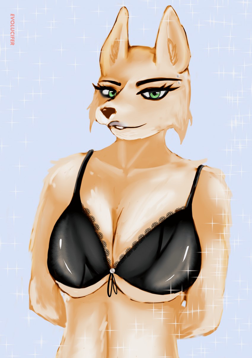 anthro big_breasts breasts clothing female latex latex_clothing solo evolucifer dreamworks the_bad_guys diane_foxington canid canine mammal hi_res