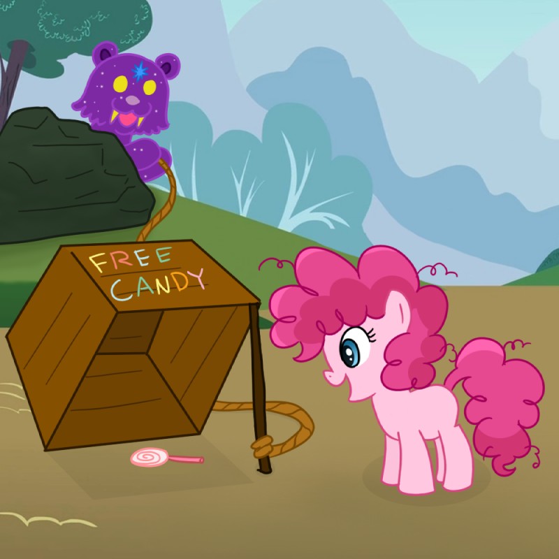 blue_eyes box candy container cosmic_flesh cosmic_fur dessert duo female female_feral feral food free_candy fur hair imminent_rape lollipop pink_body pink_fur pink_hair plant tail text tree wood unknown_artist friendship_is_magic hasbro my_little_pony pedobear pinkie_pie_(mlp) ursa_major_(mlp) bear celestial_being earth_pony equid equine horse mammal pony 1:1 english_text meme