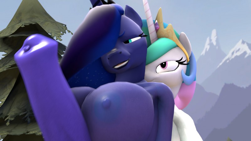 princess celestia and princess luna (friendship is magic and etc) created by unknown artist