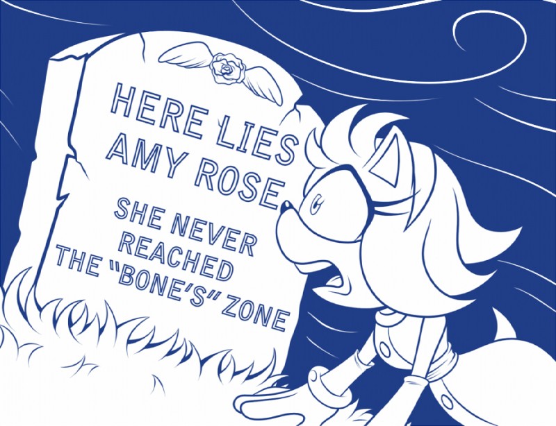 anthro big_butt butt female grass horrified humor parody plant solo text tombstone wide_hips chadrocco beavis_and_butt-head sega sonic_boom sonic_the_hedgehog_(series) amy_rose eulipotyphlan hedgehog mammal blue_and_white english_text meme monochrome