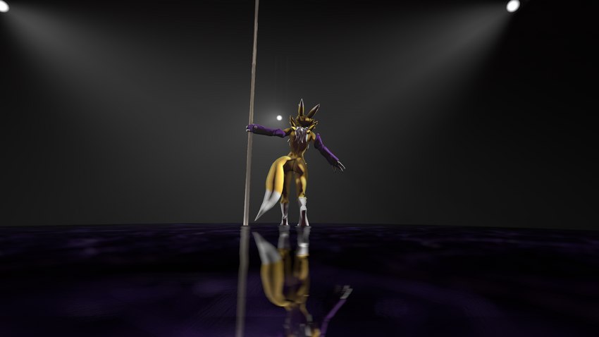 anthro armwear butt clothing dancing female fur light neck_tuft nightclub pole pole_dancing reflection reflective_floor solo spotlight stripper_pole tuft volumetric_lighting white_body white_fur yellow_body yellow_fur droogiesparrow bandai_namco digimon canid digimon_(species) mammal renamon 16:9 3d_(artwork) 4k absurd_res digital_media_(artwork) hi_res source_filmmaker_(artwork) widescreen