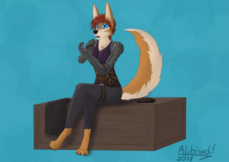 alternative_fashion anthro big_ears blue_eyes brown_body brown_fur clothed clothing cybernetic_arm cybernetic_limb cybernetics female fluffy fluffy_tail fully_clothed fur hair machine prosthetic prosthetic_arm prosthetic_limb red_hair solo steampunk surprise tail alibiwolf canid canine canis fennec_fox fox mammal true_fox wolf melody_(disambiguation) absurd_res hi_res