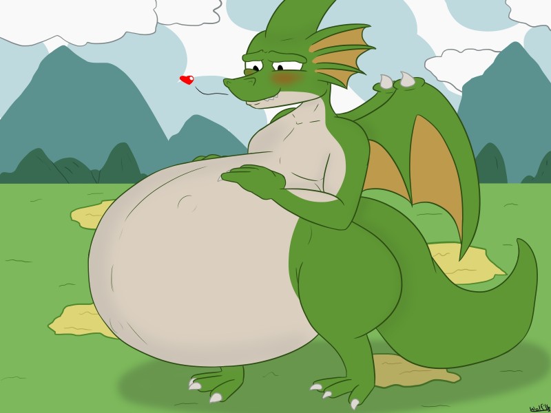 belly big_belly female green_body hyper pregnant solo tail undyingwolf dragon_quest mythology square_enix dragon mythological_creature mythological_scalie scalie 4:3 hi_res