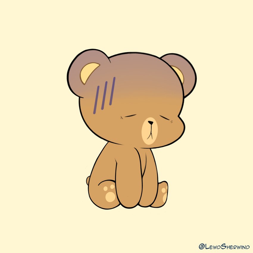 brown_body brown_fur brown_pawpads depression fur male pawpads sad simple_background solo tail yellow_background sherwind52 milkmochabear mocha_(milkmochabear) bear brown_bear grizzly_bear mammal ursine 1:1 hi_res signature