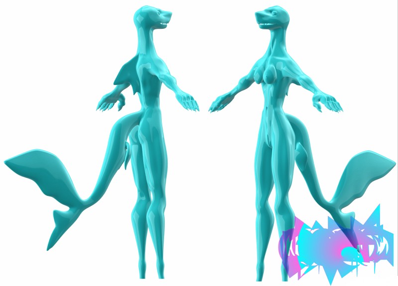 anthro female model solo luki13lol fish marine shark 3d_(artwork) absurd_res digital_media_(artwork) hi_res