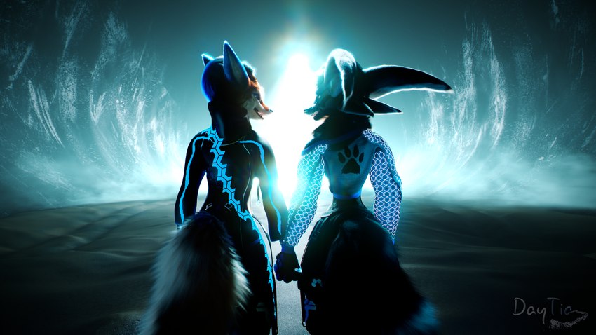 anthro clothing duo fog fur hair help_me light male pose posed smile support tail tunnel white_body white_fur white_light daytia c4d rexouium 3d_(artwork) cinema_4d_(artwork) digital_media_(artwork) hi_res