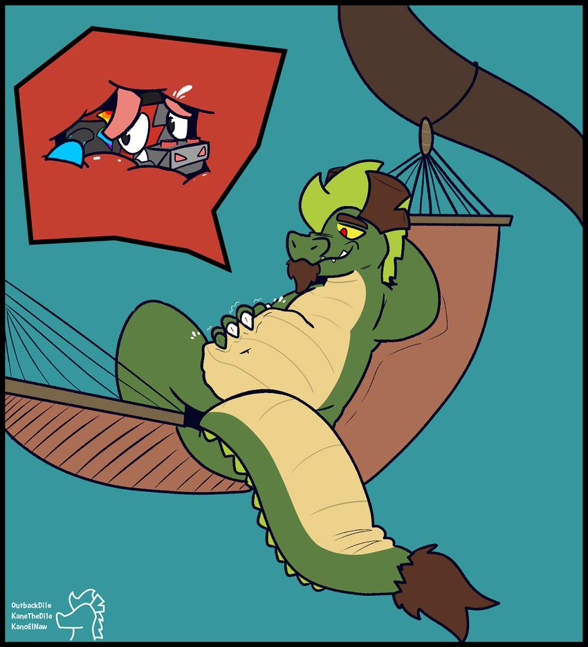 belly black_border border crocoderg crocogon eastern hammock internal male mixel mixelink relaxation vore outbackdile cartoon_network lego mixels mythology crocodile crocodilian dragon mythological_creature mythological_scalie reptile scalie hi_res