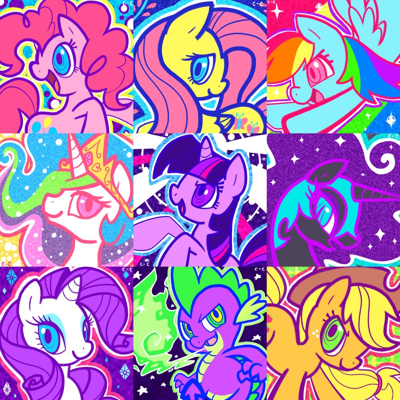 princess celestia, twilight sparkle, nightmare moon, rainbow dash, fluttershy, and etc (friendship is magic and etc) created by crayonchewer