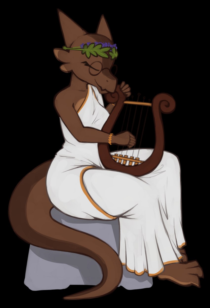 anthro female lyre musical_instrument plucked_string_instrument simple_background solo string_instrument transparent_background marsminer kobold scalie alpha_channel full-length_portrait hi_res portrait