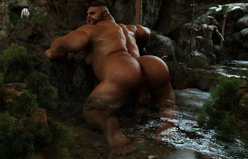 anus balls biceps big_butt butt fangs genitals humanoid_pointy_ears looking_back male muscular muscular_humanoid muscular_male penis pointy_ears presenting presenting_hindquarters rear_view sculpture solo statue teeth lex-icon humanoid orc 3d_(artwork) digital_media_(artwork) hi_res