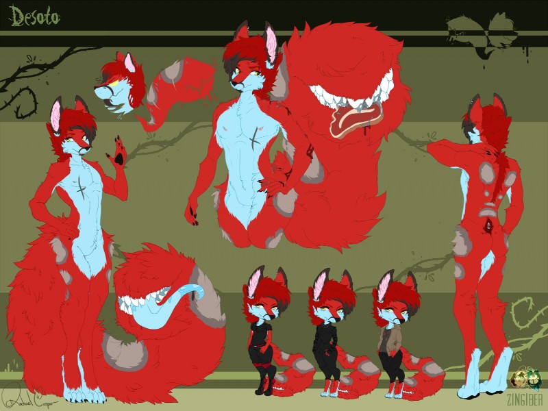 anthro beef bodily_fluids chibi clothing costume food jelly_wolf meat saliva simple_background solo steak tail tail_mouth unusual_anatomy unusual_tail avoid_posting zingiber desoto canid canine canis mammal tailmouth_(species) wolf model_sheet