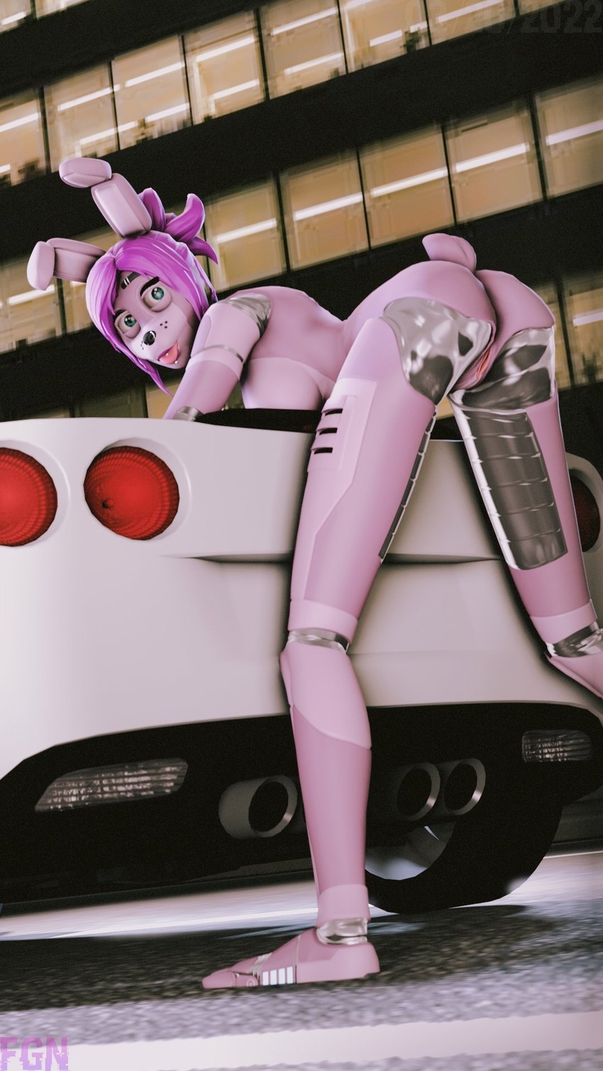 breasts butt car eyebrow_piercing eyebrow_ring facial_piercing female fur genitals hair machine nose_piercing nose_ring nude piercing pussy ring_piercing smile solo tail tongue tongue_piercing vehicle fnafgamern chevrolet_corvette five_nights_at_freddy's scottgames katrina_(fnafgamern) animatronic lagomorph leporid mammal rabbit robot 3d_(artwork) 9:16 digital_media_(artwork) hi_res source_filmmaker_(artwork)