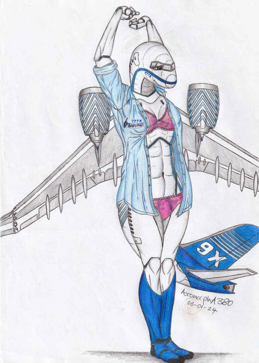 aircraft airliner athletic clothing drawing female hands_above_head lingerie machine muscular overshirt panties relaxing sleepwear slim smile smirk solo stretching tripleseven underwear vehicle aeromorpha380 boeing boeing_777 humanoid living_aircraft living_machine living_vehicle graphite_(artwork) hi_res pencil_(artwork) traditional_media_(artwork)