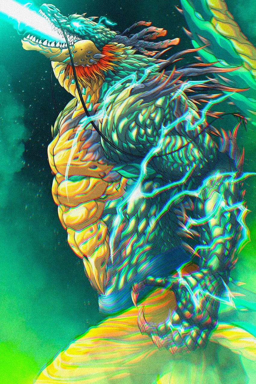 anthro anthrofied energy energy_beam male muscular solo febryangraves shenron.inc asian_mythology dragon_ball east_asian_mythology mythology shenron dragon eastern_dragon mythological_creature mythological_scalie scalie hi_res