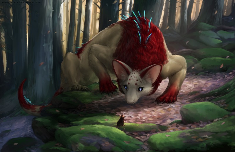 ambiguous_gender day detailed_background duo feral forest grass moss outside plant standing tree kuroi-kisin mammal mouse murid murine rodent unknown_species 2019 digital_media_(artwork)