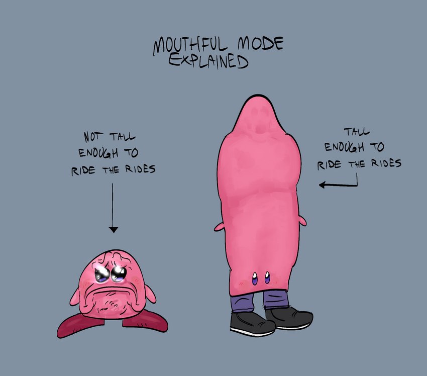 almost_fully_inside anthro clothing duo footwear grey_background humor male nightmare_fuel partially_inside pink_body pink_skin sad shoes simple_background text vore phillip-banks kirby_(series) kirby_and_the_forgotten_land nintendo kirby alien human mammal english_text hi_res