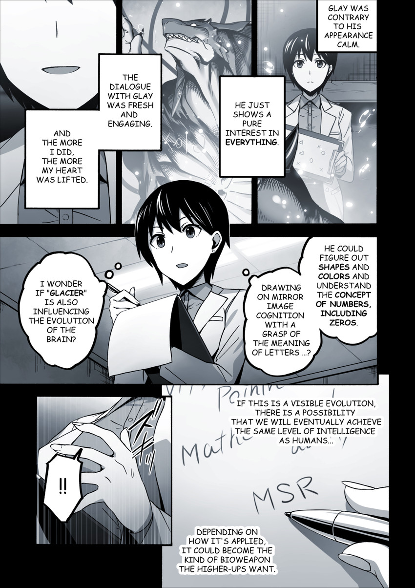 anthro clothing female laboratory male muscular muscular_male pen stasis_chamber text layer_(artist) third-party_edit glay_(layer) yuka_(layer) human mammal marine reptile scalie comic english_text hard_translated hi_res translated