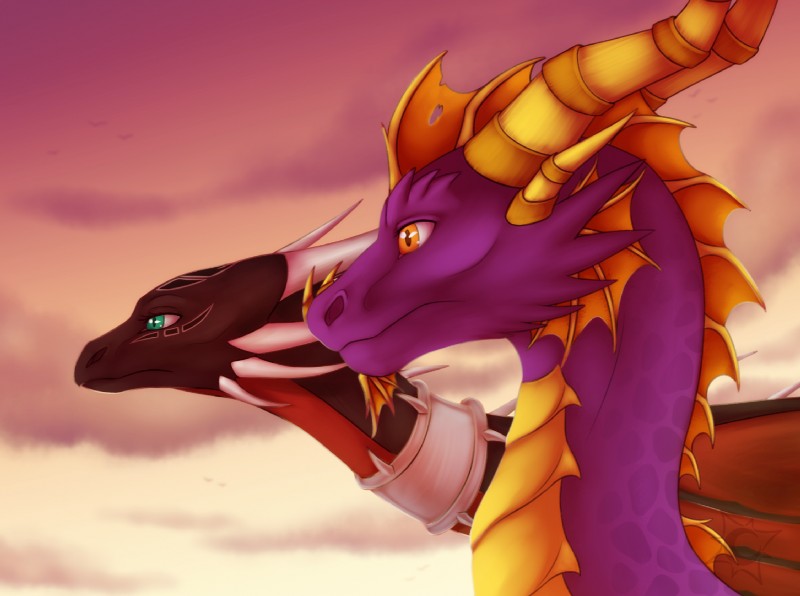 corrupt cynder, cynder, and spyro (european mythology and etc) created by constelia