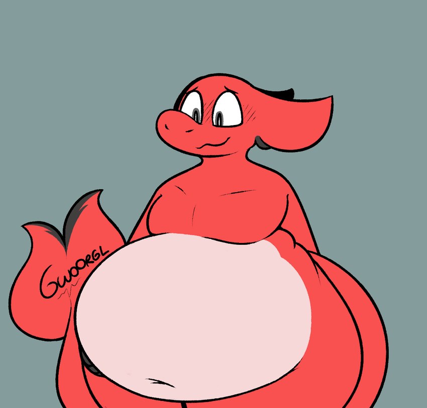 anthro belly big_belly big_tail bloated blush blush_lines digestion_noises fat_rolls forked_tail huge_belly hyper hyper_belly looking_down looking_down_at_belly male obese overweight rumbling_stomach solo tail thick_thighs unusual_anatomy unusual_tail conditional_dnp verdantphysician litho_(verdantphysician) fish marine